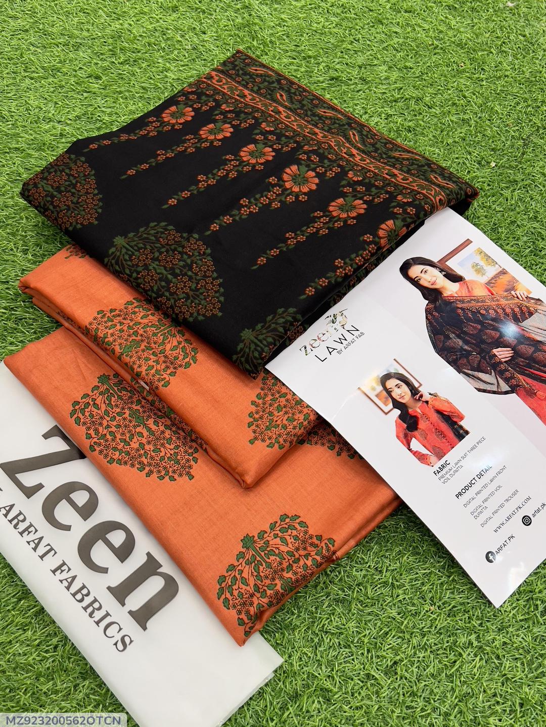 3 Pcs Women's Unstitched Printed Suit