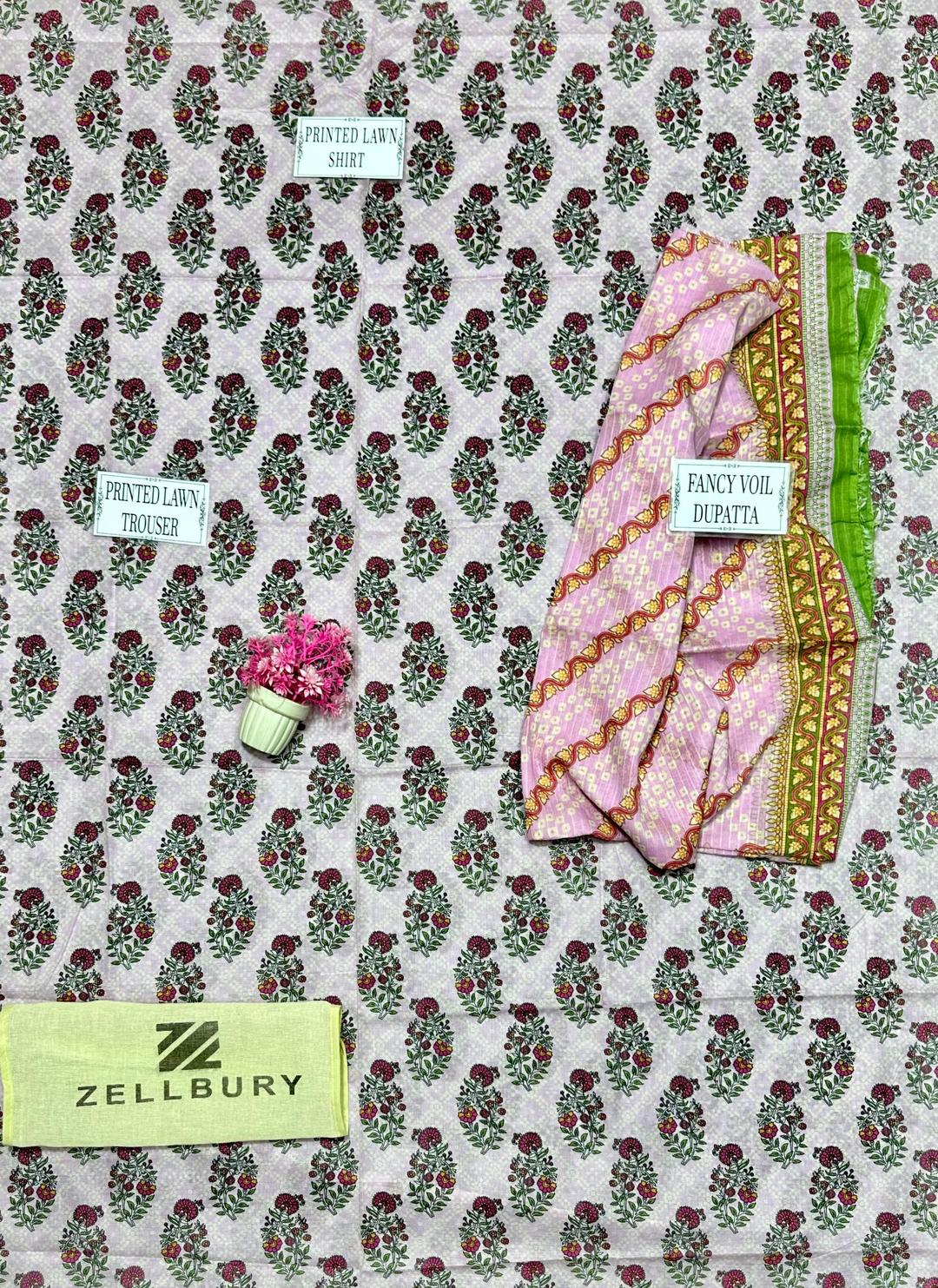 3 Pcs Women's Unstitched Printed Suit