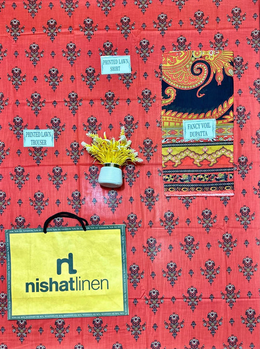 3 Pcs Women's Unstitched Printed Suit