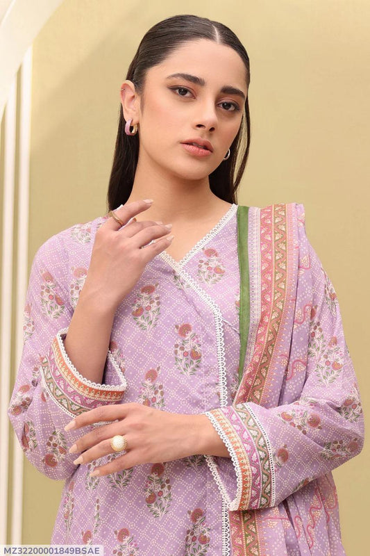 3 Pcs Women's Unstitched Printed Suit