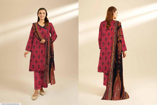 3 Pcs Women's Unstitched Printed Suit