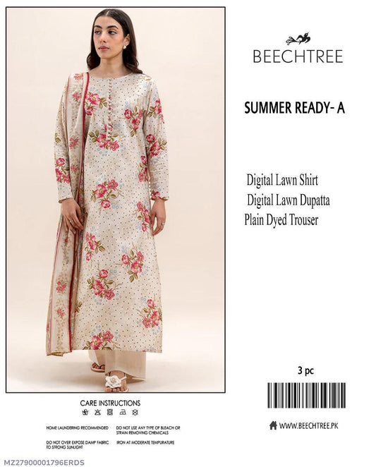 3 Pcs Women's Unstitched Printed Suit